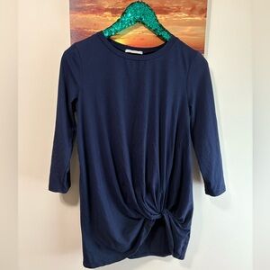 Reborn J Navy 3/4 sleeve shirt fitted top small